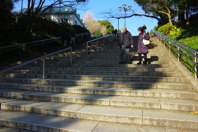 大晦日の上野公園の階段